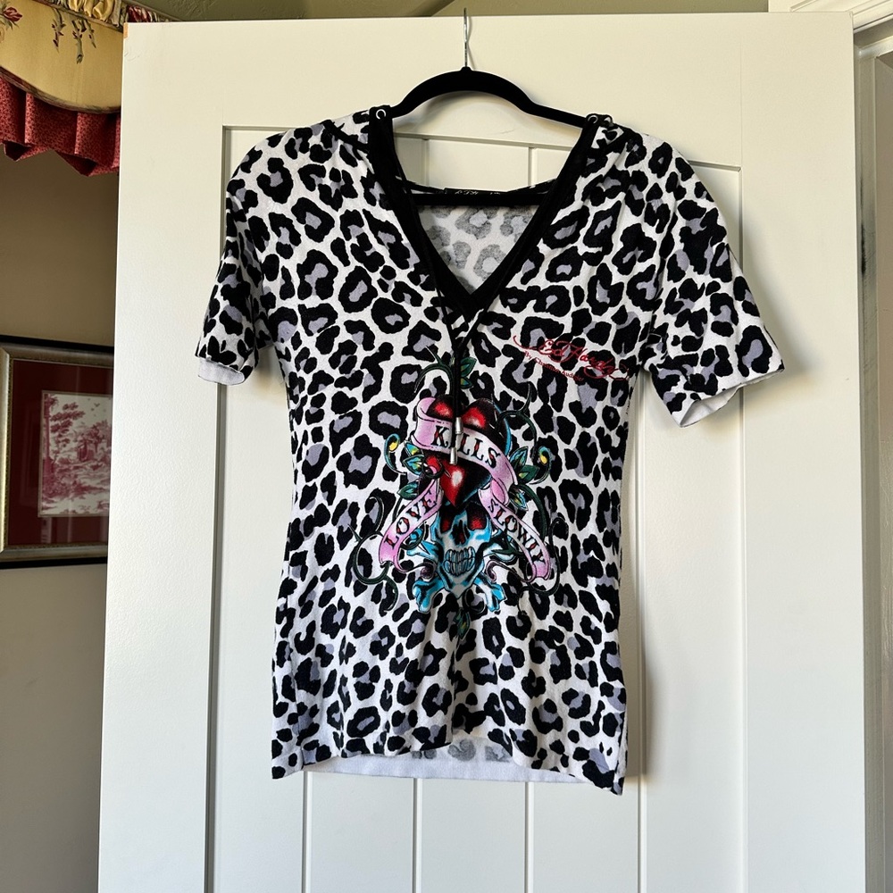 Ed Hardy Cheetah Print Hoody - MEDIUM